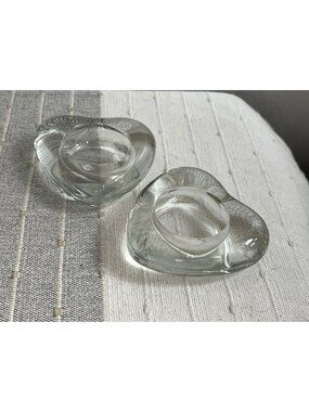 Heart Shaped Candle Holders Modern 1.5” Hole Chunky Heavy duty Set Of 2